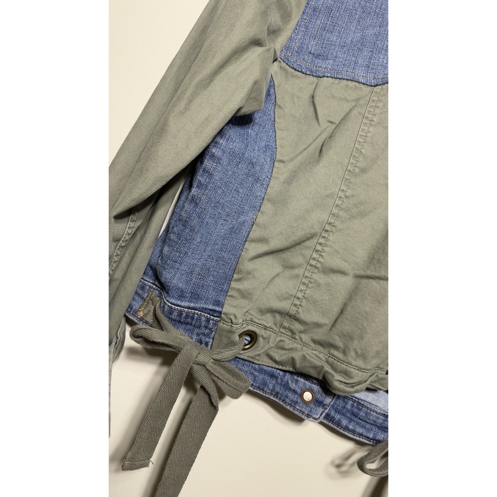 Pilcro and the Letterpress Denim Utility Jacket Woman M Mixed Media Military GRE - Picture 5 of 9